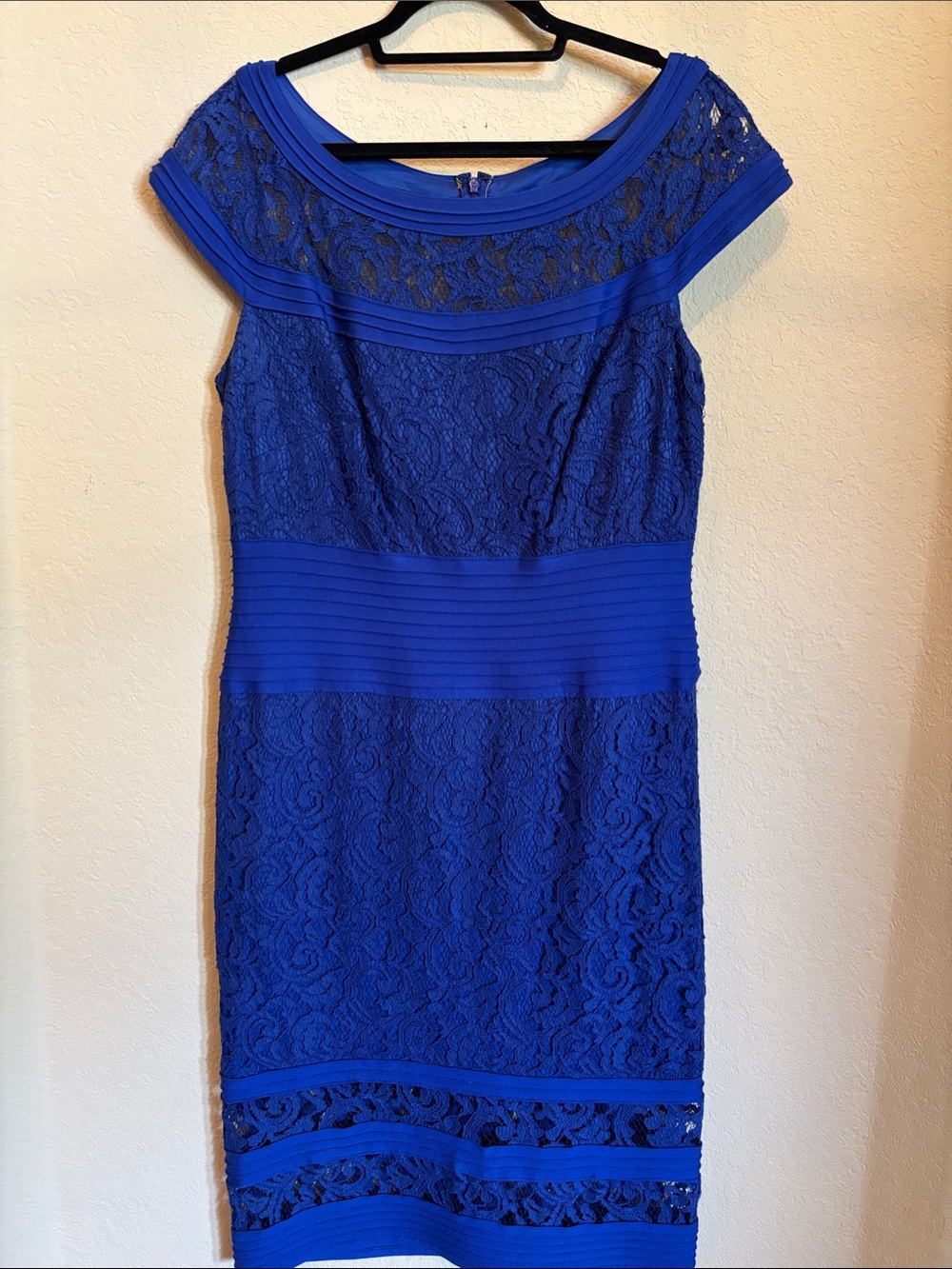 Tadashi Shoji Cobalt Blue Lace Midi Dress